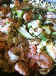 Shrimp with Zucchini and Cabbage Noodles