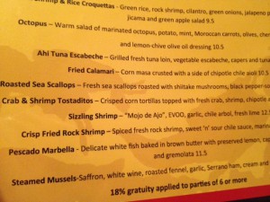 The Tapas Menu at Cascal