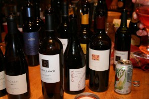 The spread of wines on New Year's Eve at Halter Ranch Winery